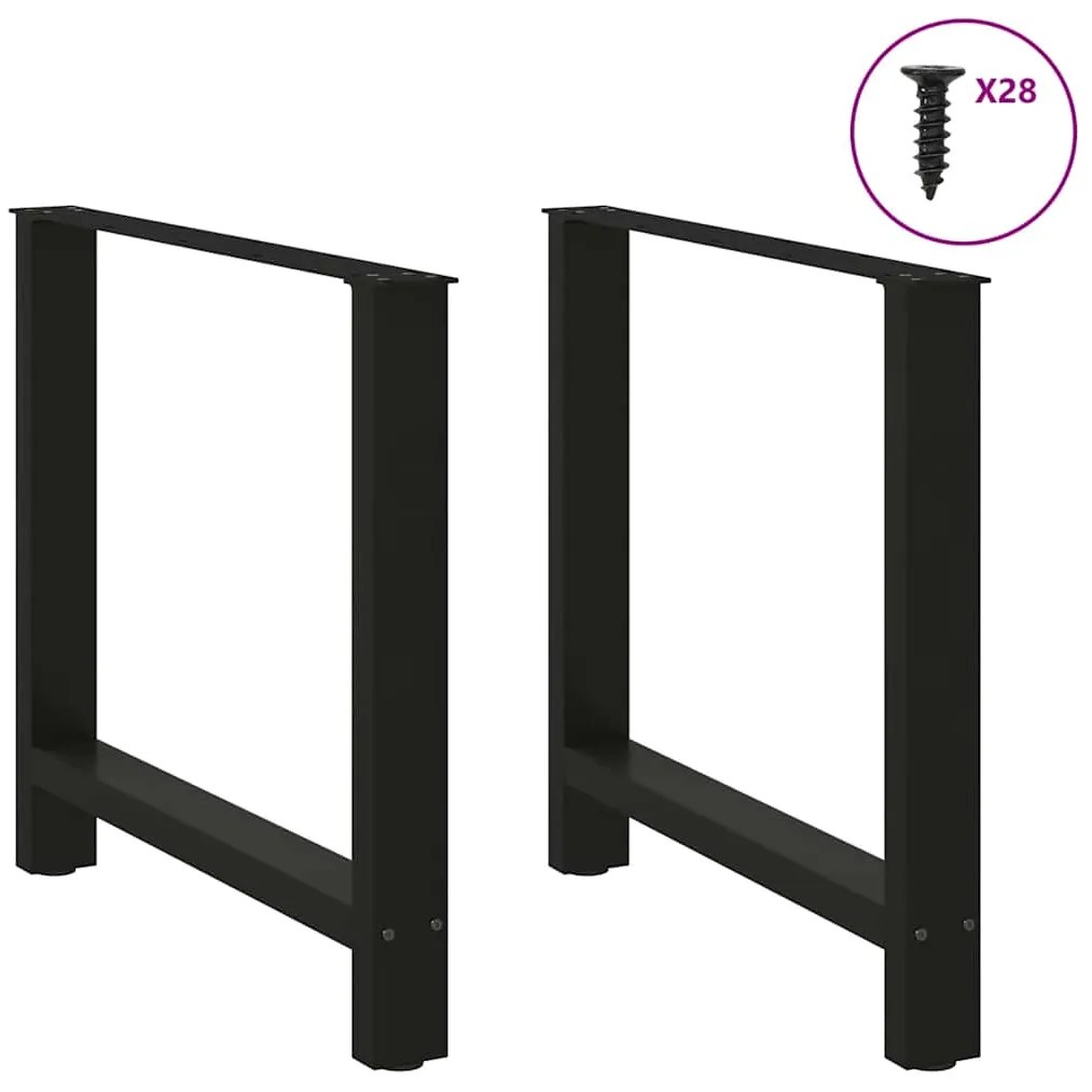 Pés para mesa de jantar pretos 2 peças 70x(72-73) cm aço