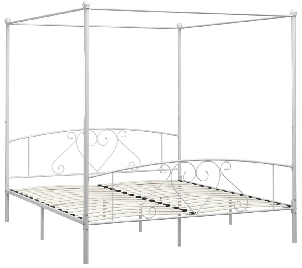 Estrutura de cama com dossel metal 180x200 cm branco