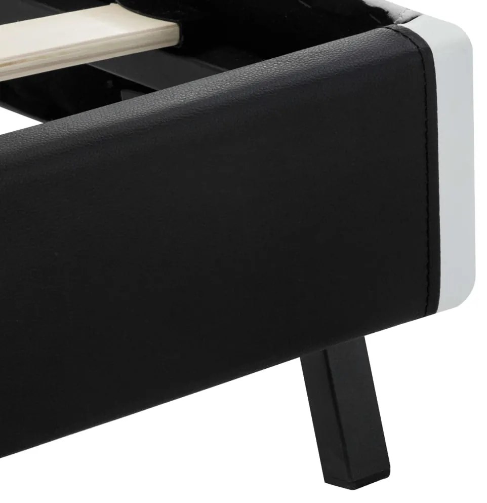 Estrutura de cama c/ LED 90x200 cm couro artificial preto