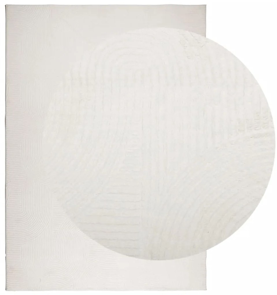 Tapete de pelo curto IZA visual escandinavo 160x230cm cor creme