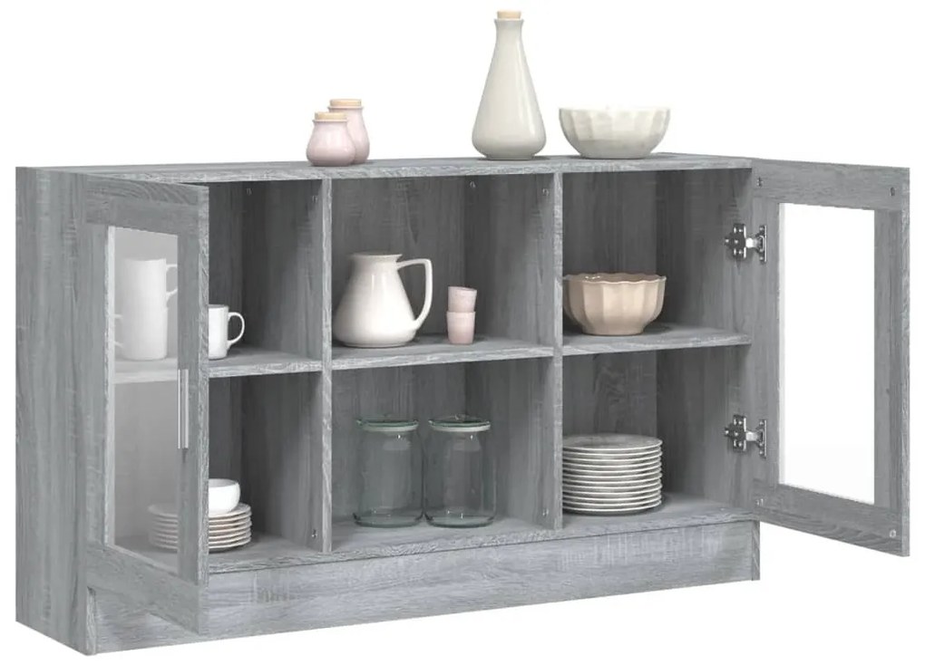 Vitrine 120x30,5x70 cm derivados de madeira cinzento sonoma