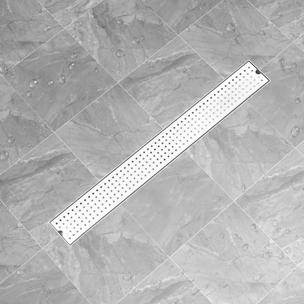 VidaXL Dreno de chuveiro com pontos 93x14 cm aço inoxidável