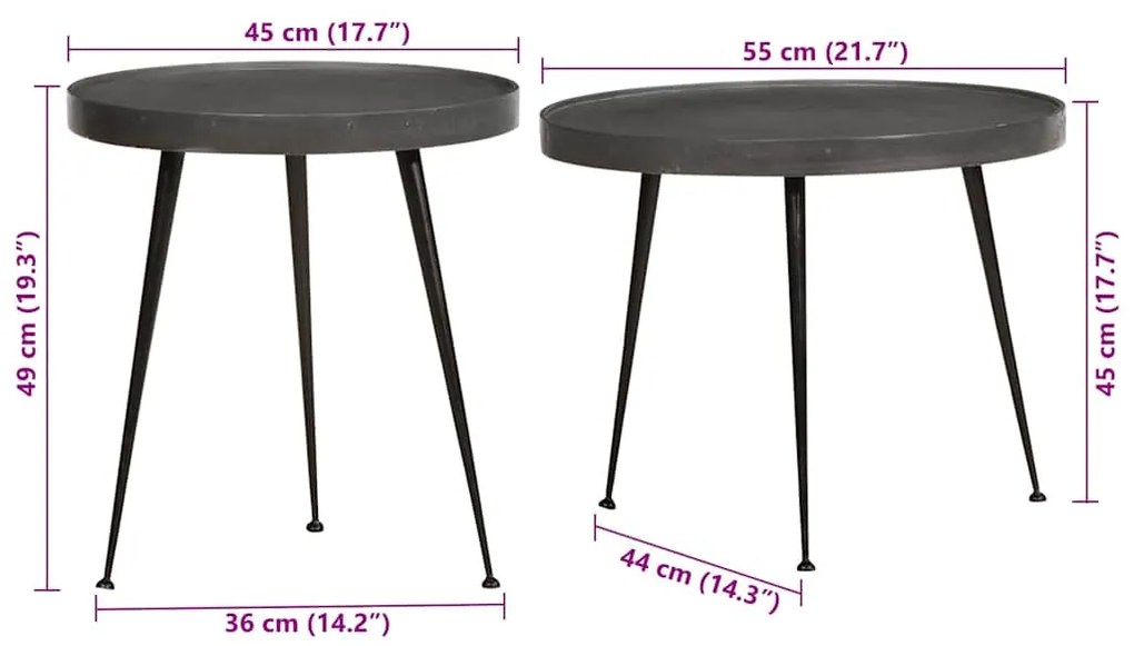 Mesas de centro 2 pcs derivados de madeira preto