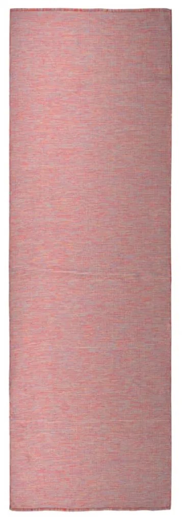 vidaXL Tapete de tecido plano para exterior 80x250 cm vermelho