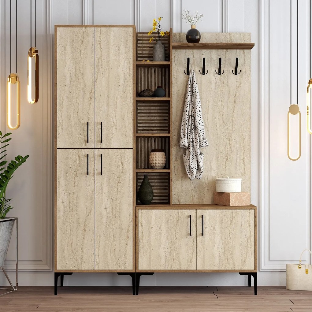 Hall Stand Viyana Da – Nogueira e Travertino – 150x200x35 cm