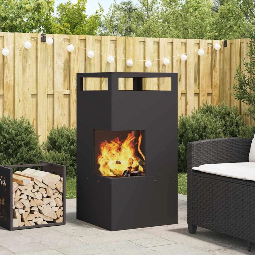 vidaXL Fire Pit Preto 50 x 50 x 100 cm Aço