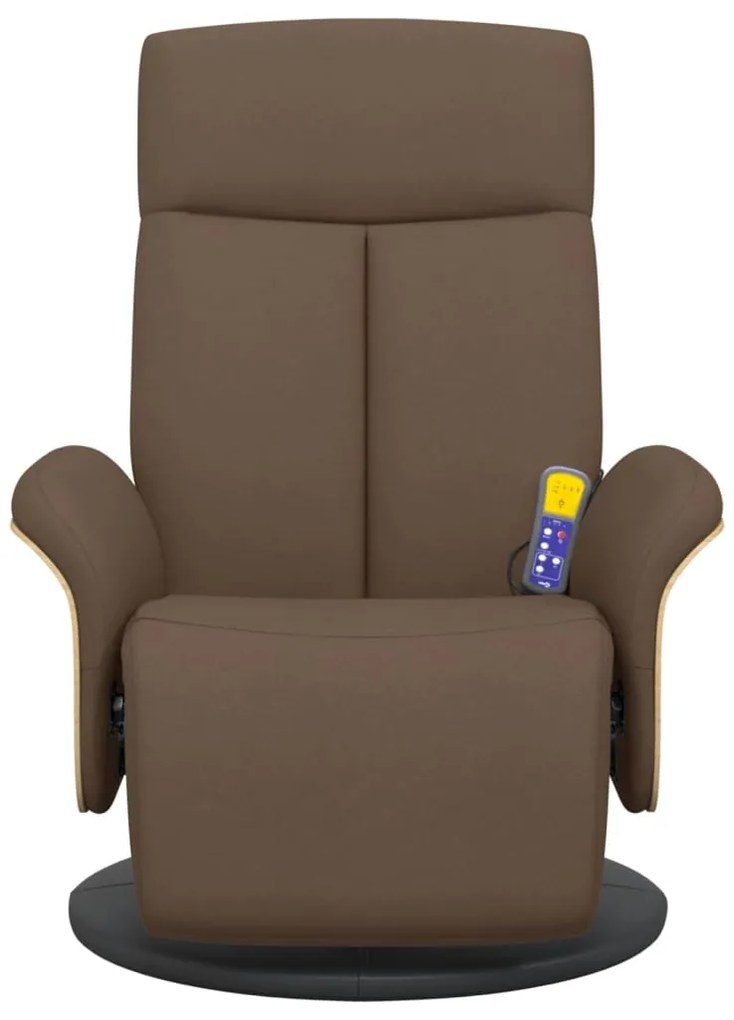 Cadeira de massagens reclinável c/ apoio de pés tecido castanho