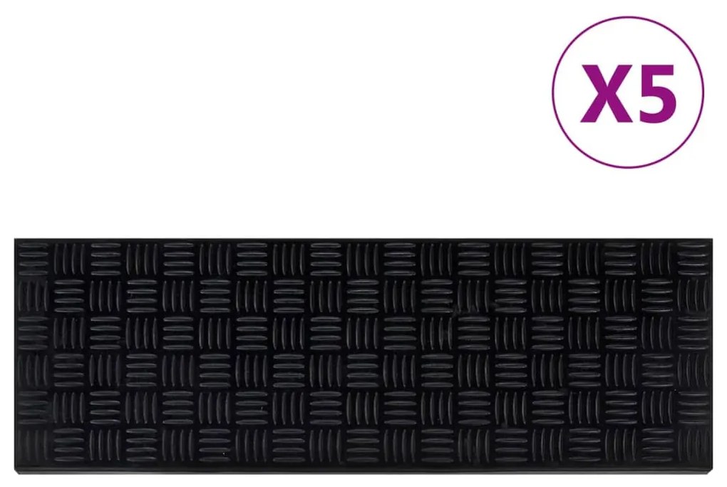 vidaXL Tapetes de escada 5 pcs 25x75 cm borracha