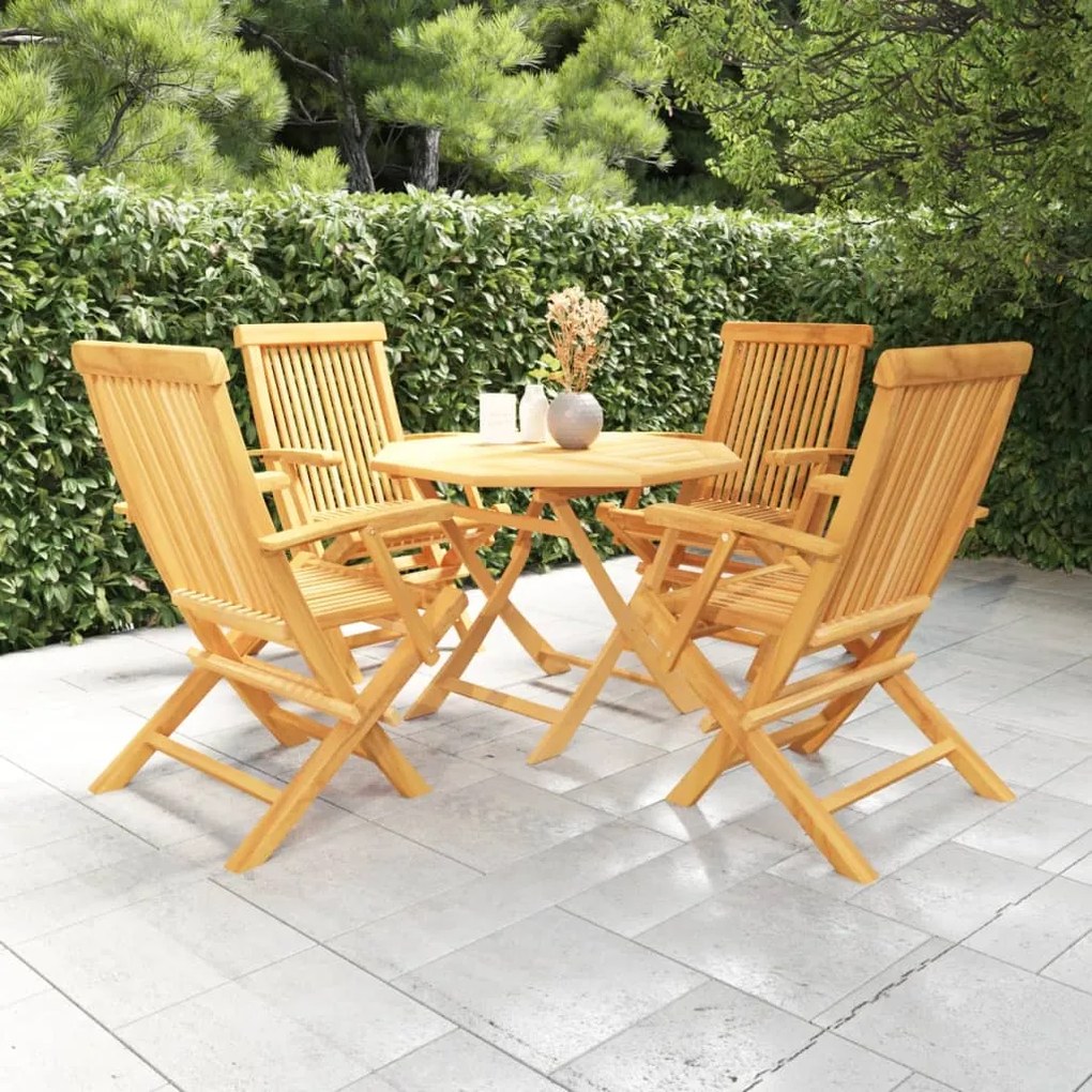 vidaXL 5 pcs conjunto de jantar para jardim madeira de teca maciça
