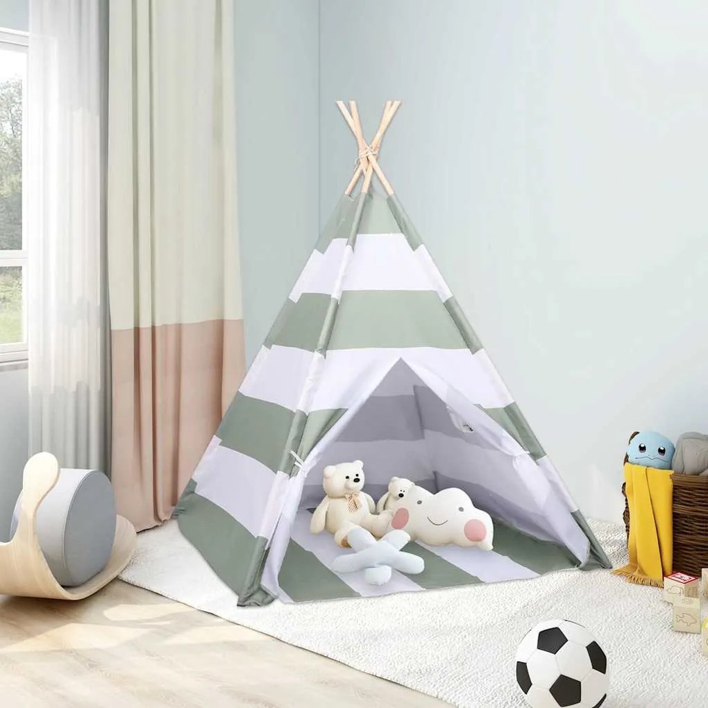 vidaXL Tenda Infantil Riscas Cinza e Branco 120 x 120 x 150 cm