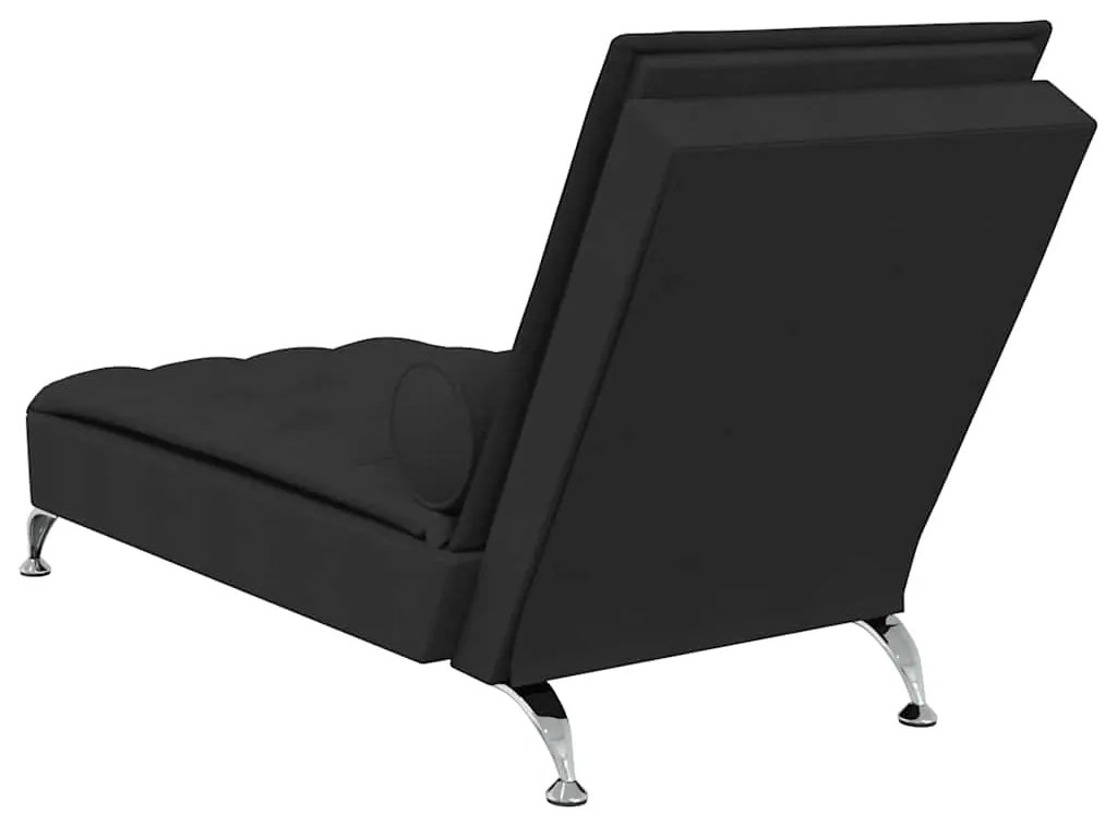 Chaise lounge de massagem com rolo tecido preto