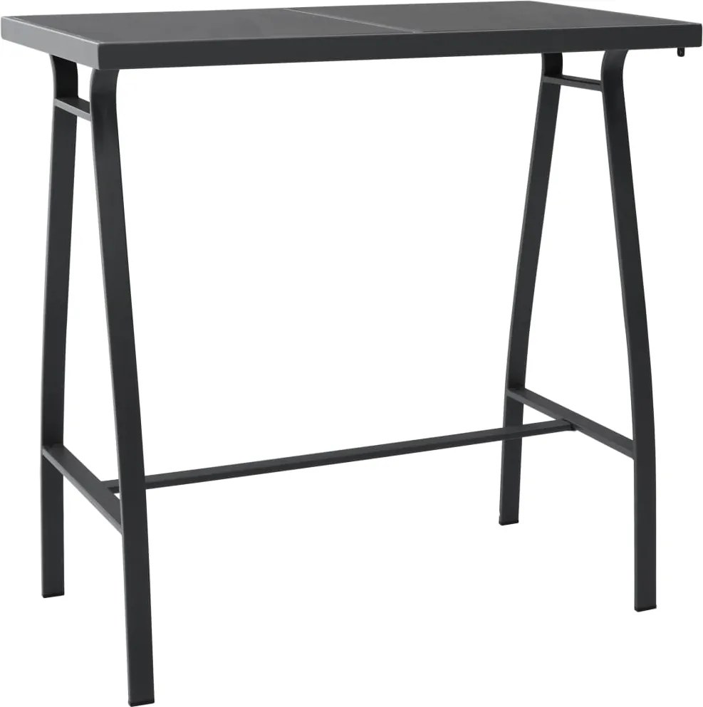 vidaXL Mesa de bar para jardim 110x60x110 cm vidro temperado preto