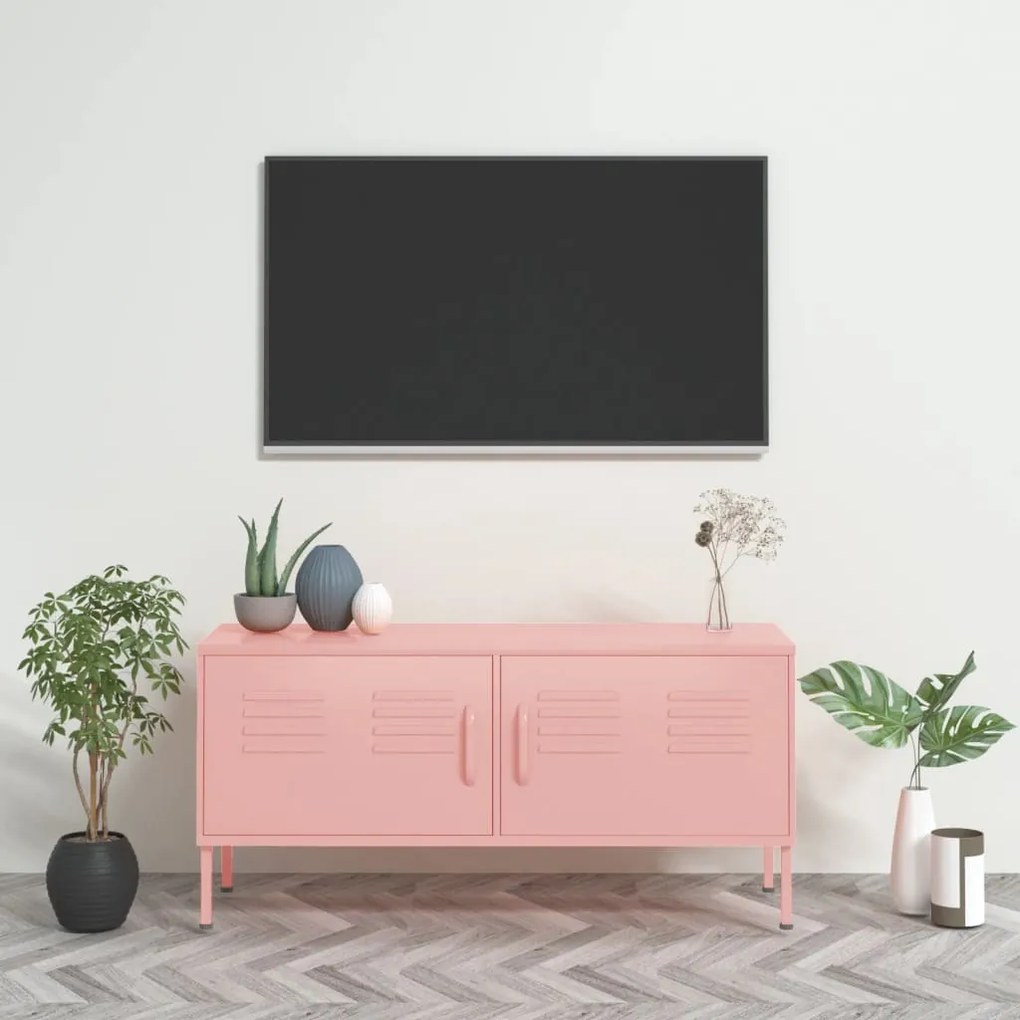 Móvel de TV aço 105x35x50 cm rosa