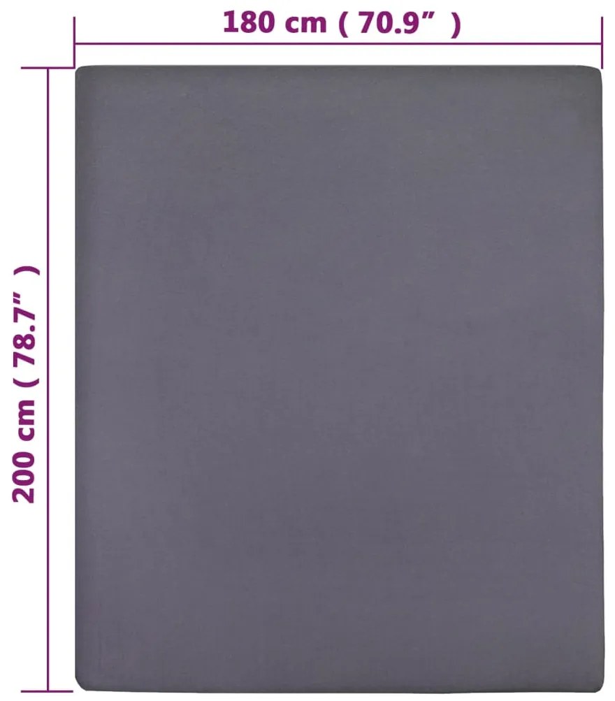 Lençol ajustável 180x200 cm algodão jersey antracite