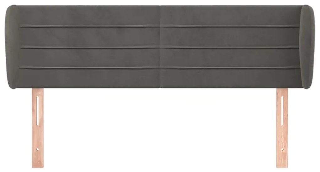 Cabeceira de cama c/ abas veludo 147x23x78/88cm cinzento-escuro