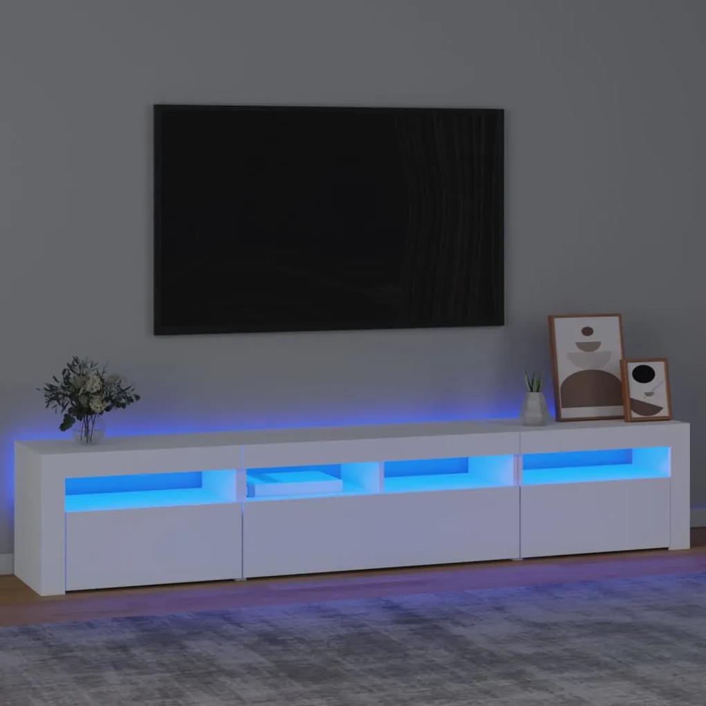 Móvel de TV com luzes LED 210x35x40 cm branco