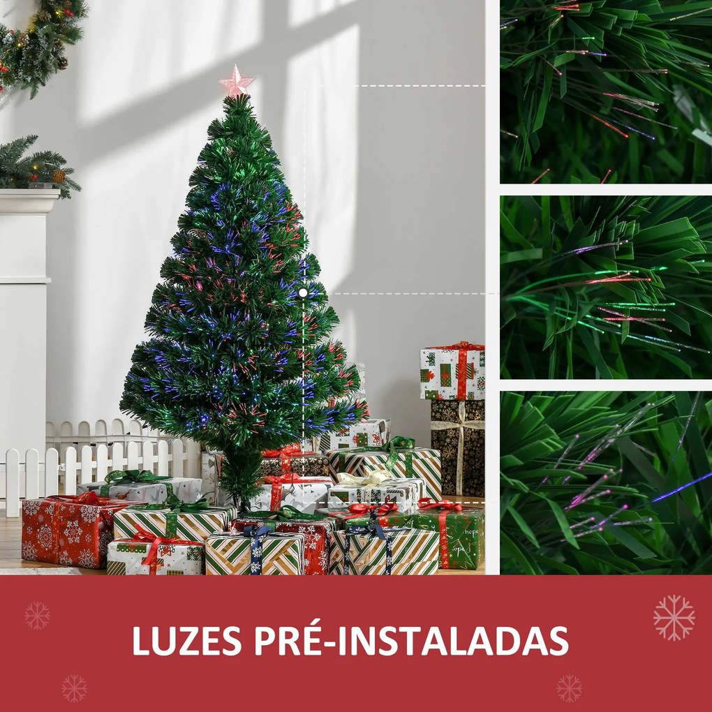 HOMCOM Árvore de Natal Artificial 120 cm Árvore de Natal com Fibra Ópt