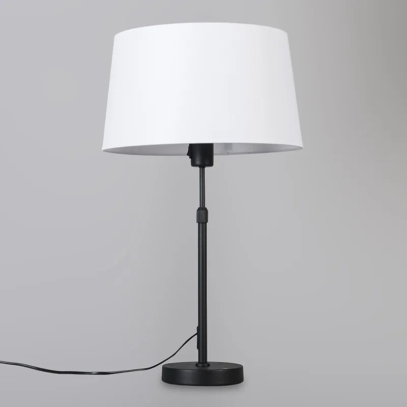 Candeeiro de mesa preto com abajur branco 35 cm ajustável - Parte Moderno