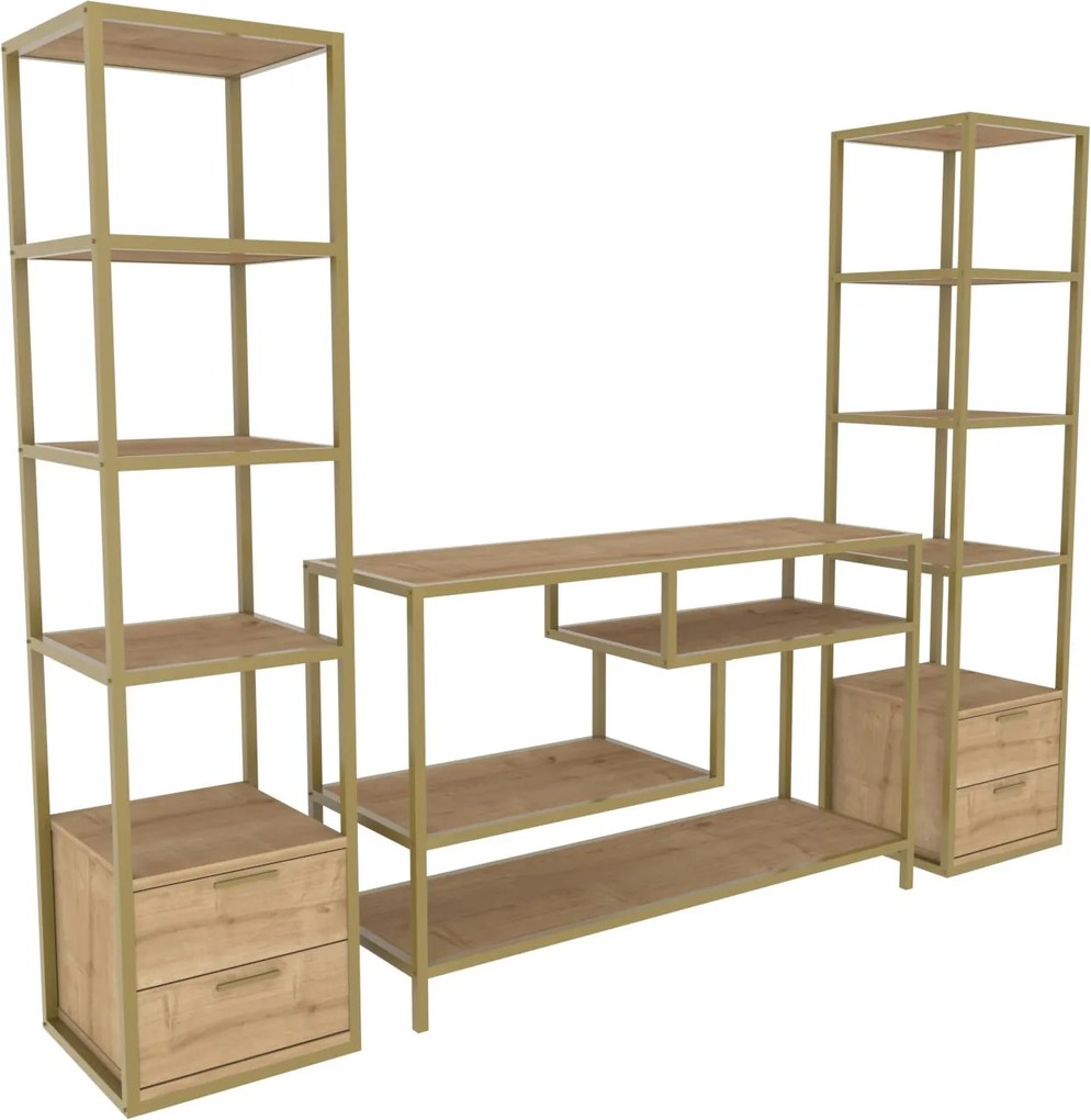 Unidade de TV Robbins – Dourado – 198 cm x 39 cm x 160 cm