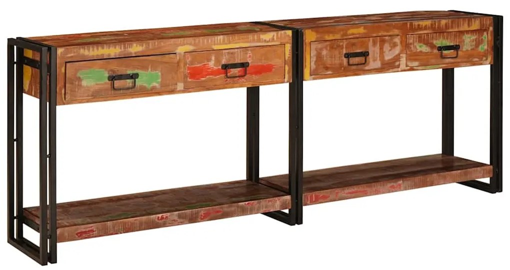 Mesas consola 2 pcs Multicolor Madeira recuperada maciça