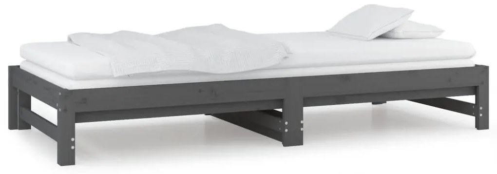 Sofá-cama de puxar 2x(90x200) cm pinho maciço cinza