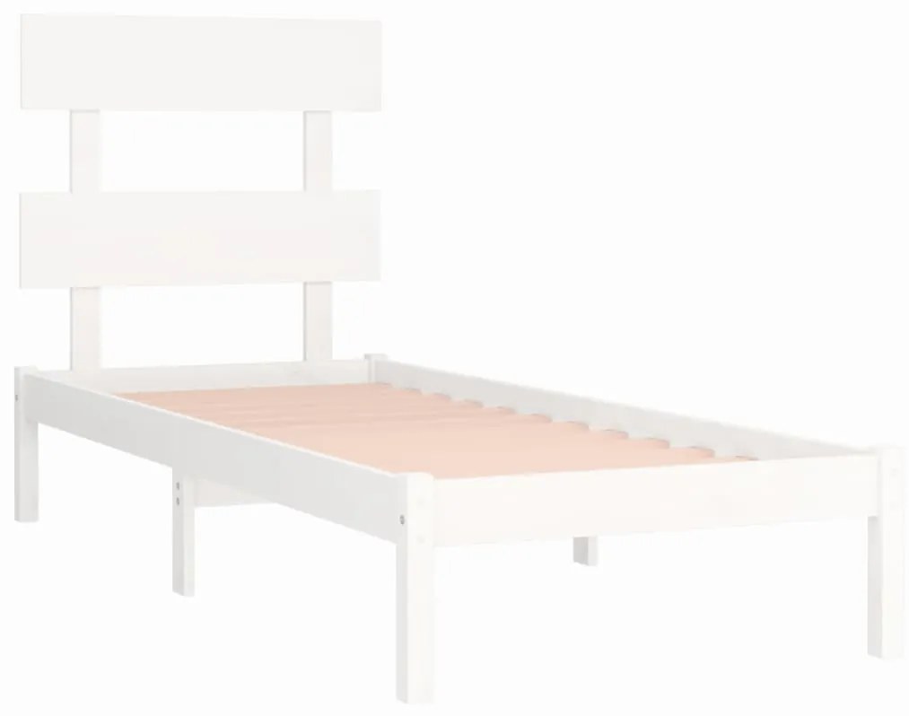 Estrutura cama de solteiro 90x190 cm madeira maciça branco