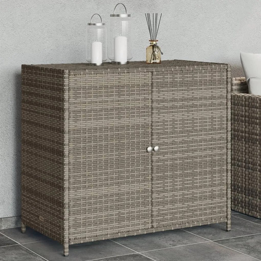 vidaXL Armário de arrumação p/ jardim 83x45x76 cm vime PE cinzento