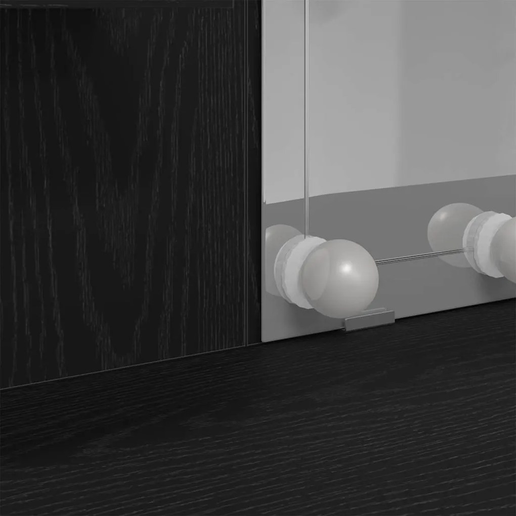 Mesa de Maquiagem vidaXL com Luzes LED Carvalho Preto 96x40x142 cm