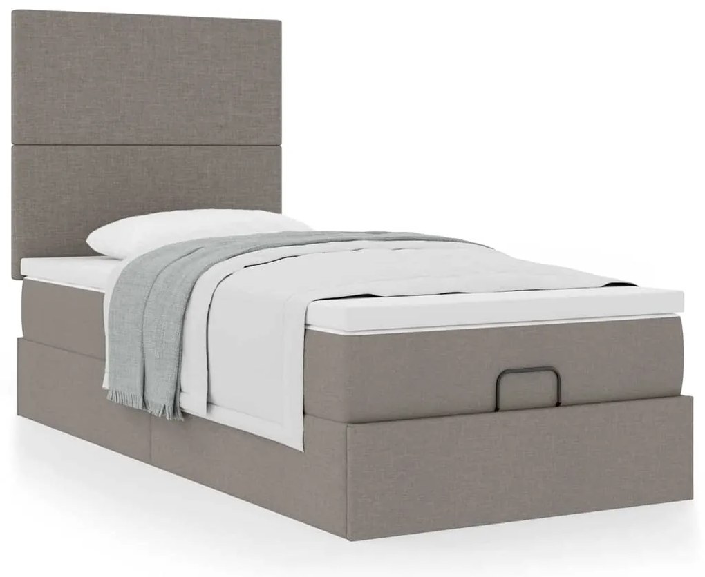 Cama otomana com colchão 100x200 cm tecido cinza