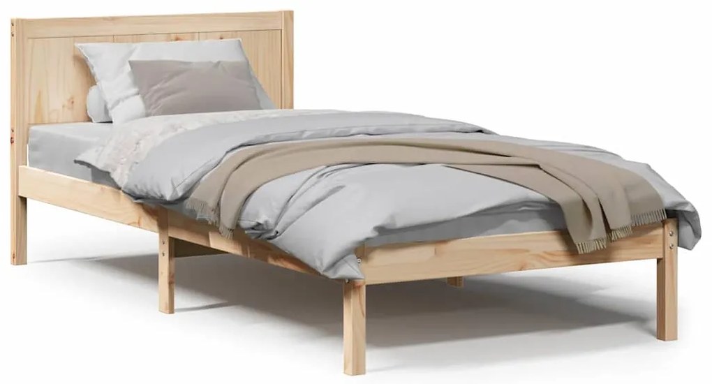 Estrutura de Cama Solteiro em Madeira de Pinho Natural
