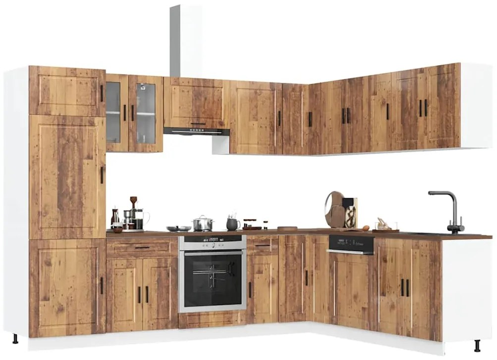 vidaXL 14 peças armário de cozinha conjunto Porto madeira velha