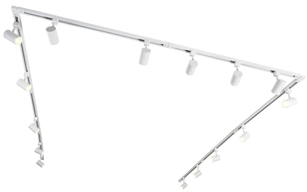 Sistema de calhas moderno monofásico branco com 15 focos - Jeana Moderno