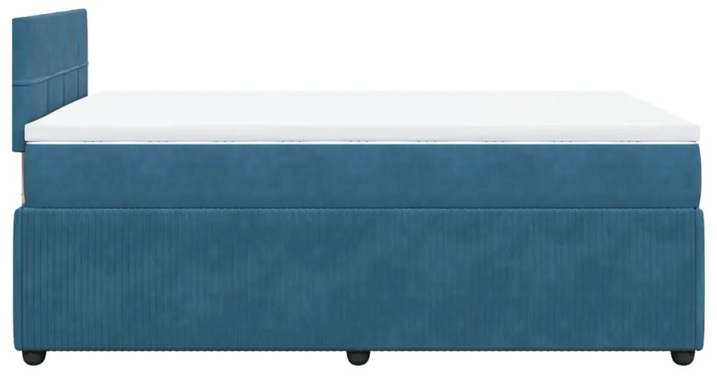 Cama boxspring com colchão 120x190 cm veludo azul