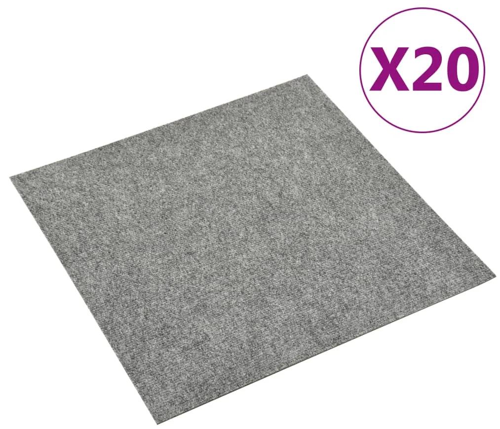 322416 vidaXL Ladrilhos de carpete para pisos 20 pcs 5 m² cinzento-claro