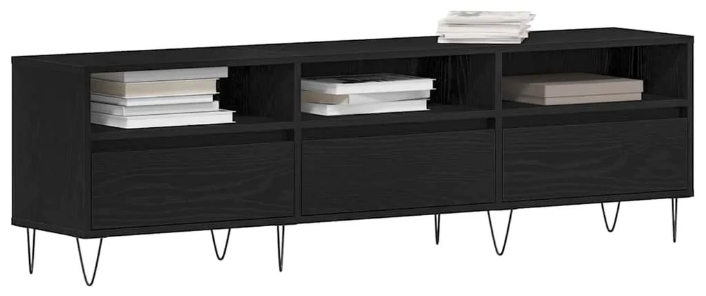 Armário de TV vidaXL Preto Carvalho 150x30x44,5 cm Madeira engenheirad