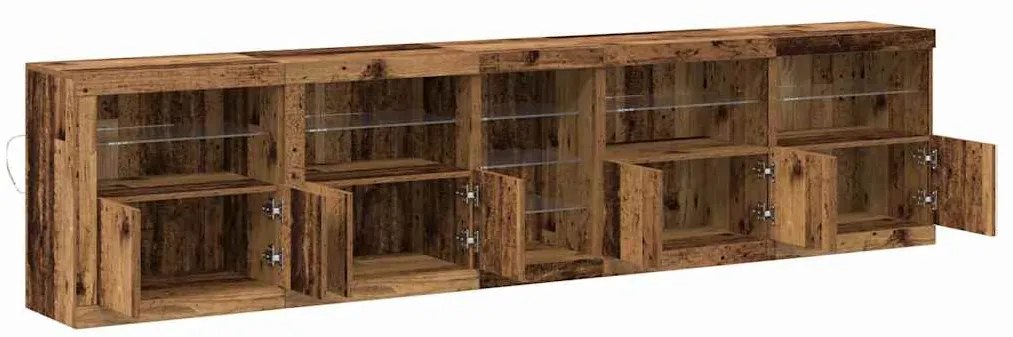 Aparador com Luzes LED Madeira Velha 283x37x67 cm Madeira de Engenhari