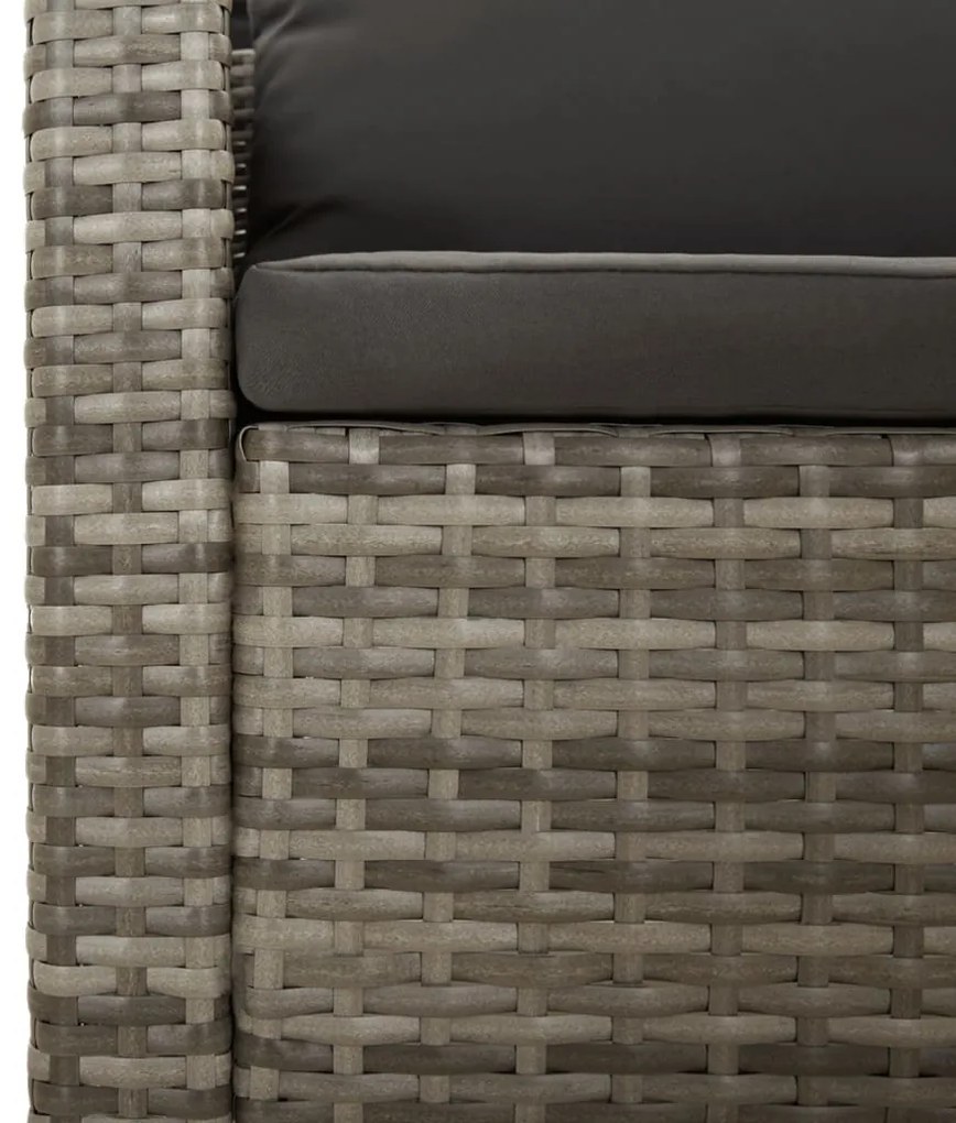 9 pcs conjunto lounge de jardim c/ almofadões vime PE cinzento