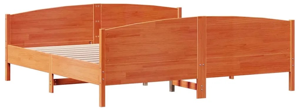 Cama sem colchão 200x200 cm pinho maciço castanho-mel