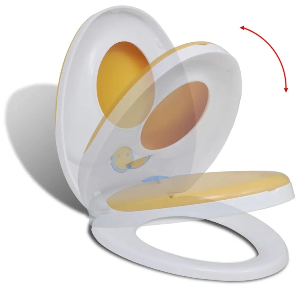 vidaXL Tampo sanita com fecho suave adultos/crianças branco e amarelo