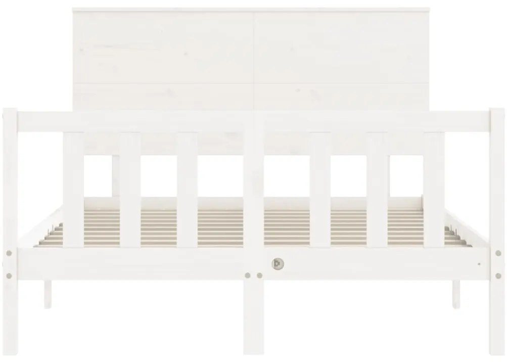 Estrutura de cama de casal c/ cabeceira madeira maciça branco