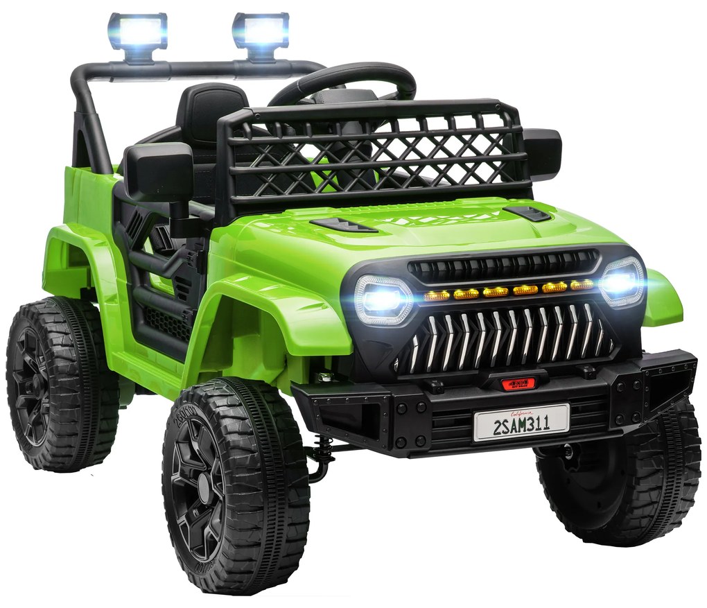 Carro Elétrico para Crianças Carro Elétrico Infantil UTV 12V com Velocidade Ajustável USB e Faróis  95x62,5x65 cm Verde