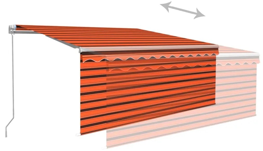 Toldo retrátil manual com estore/LED 3x2,5 m laranja e castanho