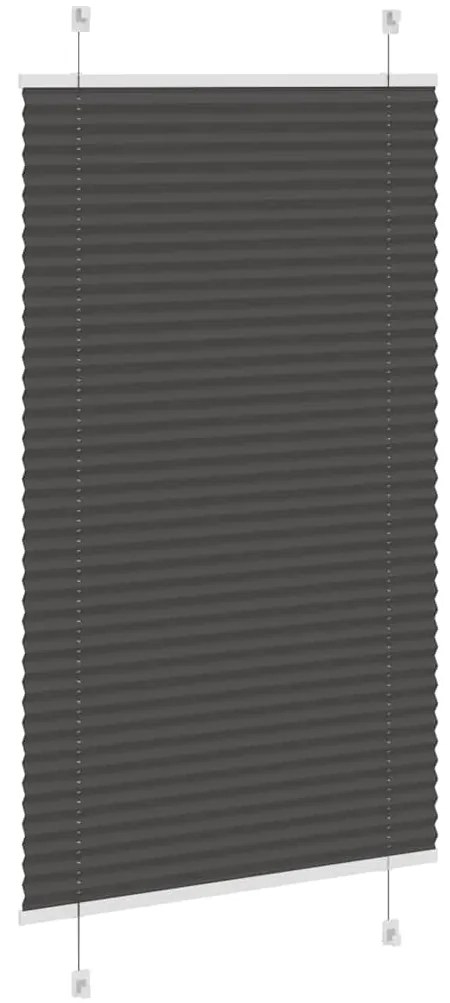 Preto Plissada Cega 80x100 cm Largura Tecido 79,4 cm Poliéster