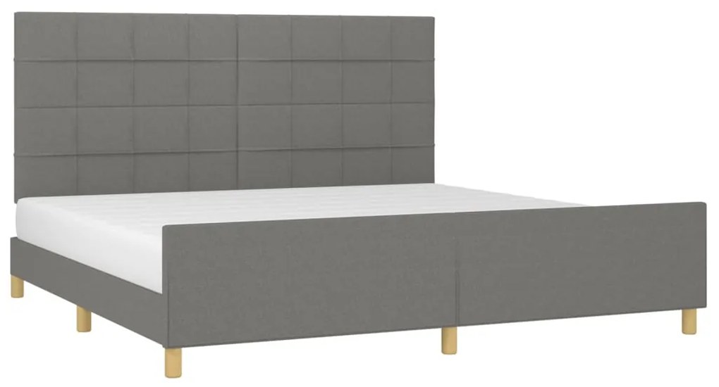 Estrutura cama com cabeceira 200x200 cm tecido cinzento-escuro