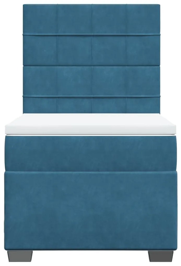 Cama boxspring com colchão 90x200 cm veludo azul