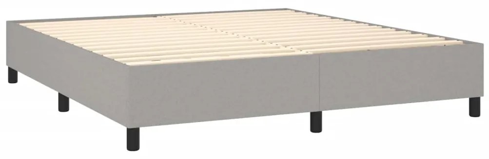 Cama box spring c/ colchão e LED 160x200 cm tecido cinza-claro