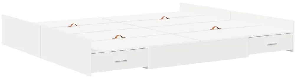 Estrado de cama com arrumação com gaveta com cabeceira Branco 180 x 20