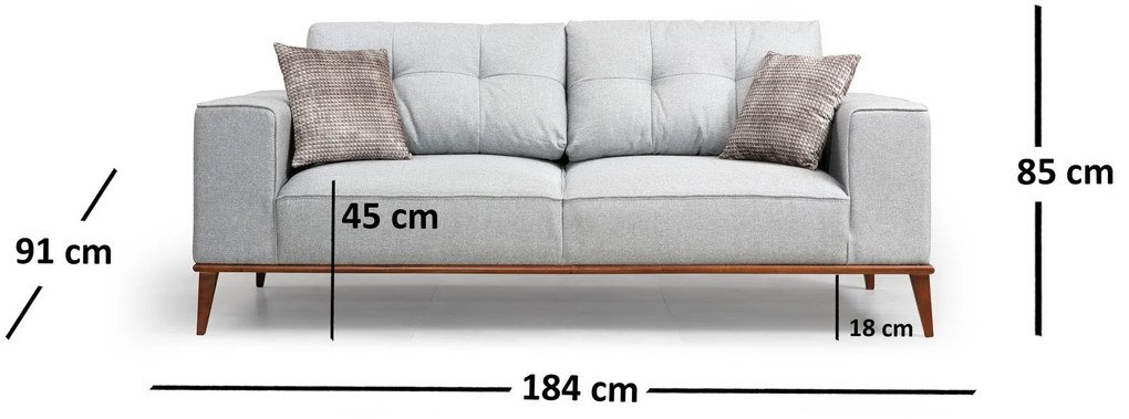 Sofá-Cama de 2 Lugares Montana – Cinzento – 184 x 91 x 85 cm
