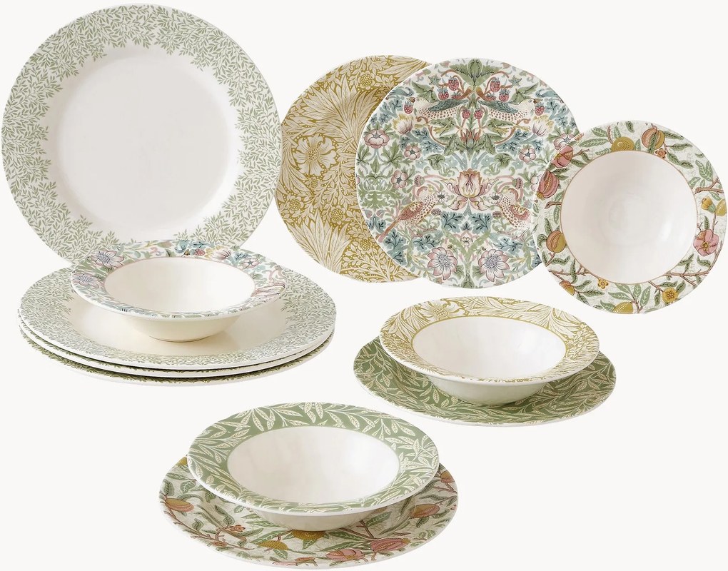 Conjunto de loiça em cerâmica Morris & Co, conjunto de 12