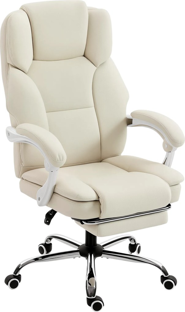 Cadeira de escritório ergonómica, cadeira de escritório com encosto reclinável, altura ajustável, 64x73x112-120 cm, bege